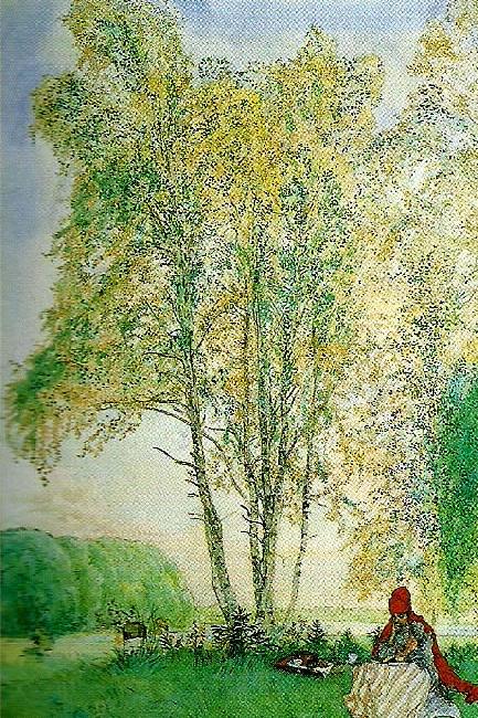 Carl Larsson unnader bjorkarna-bjorkarne Spain oil painting art
